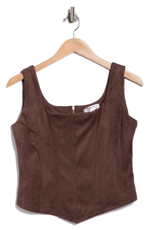 Faux Suede Corset Tank