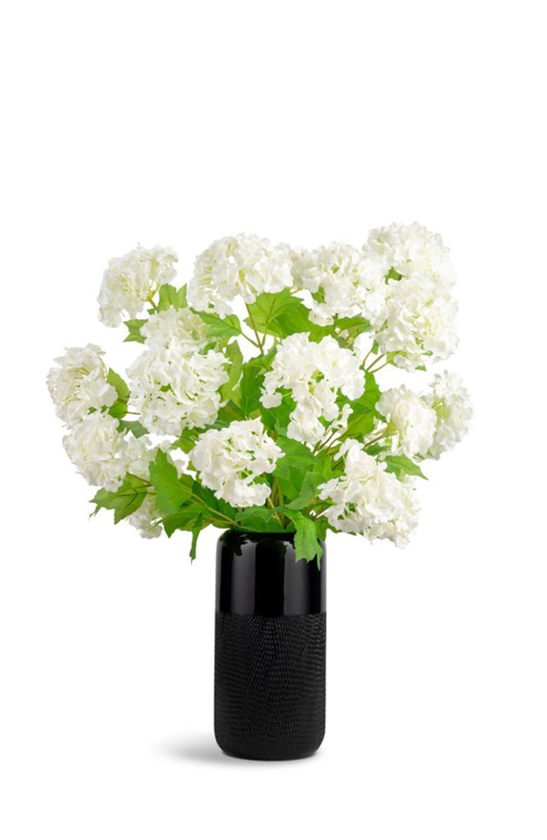 CocoBella Sylvie RealTouch Snowball Hydrangea Arrangement, Main, color, Snow