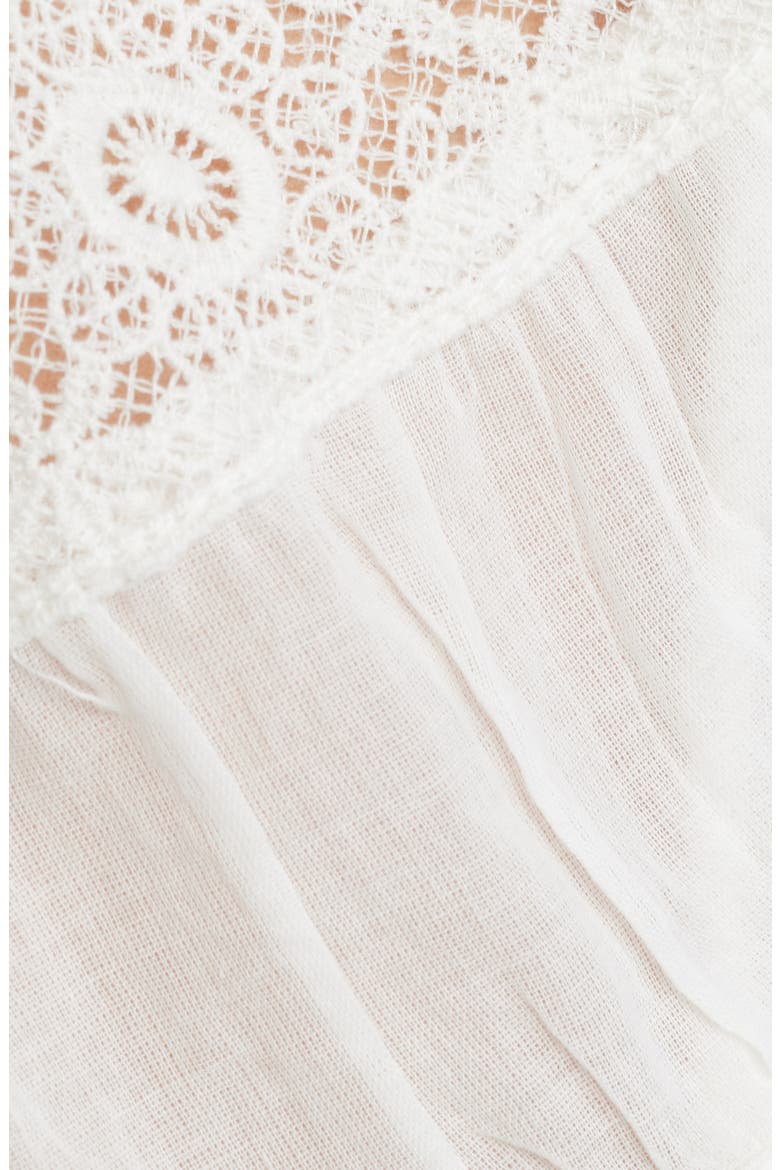 Beline Lace Inset Cotton Button-Up Shirt, Alternate, color, OFF WHITE