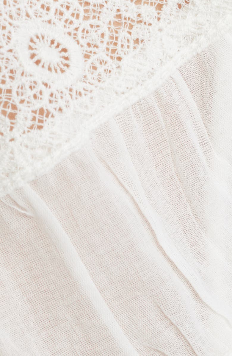 LoveShackFancy Beline Lace Inset Cotton Button-Up Shirt, Alternate, color, 