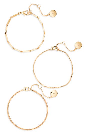 Vince Camuto Set Of 3 Assorted Chain Bracelets In Gold