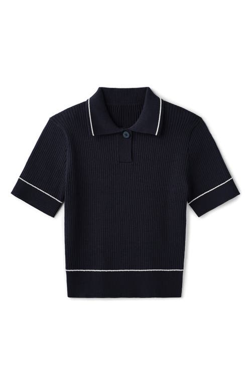 Shop Rhone Birdie Rib Polo Sweater In Navy Blue