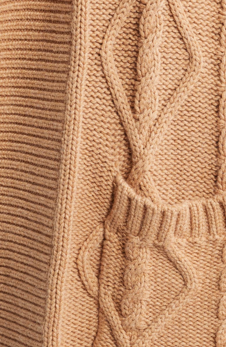 525 america Peggy Cable Stitch Longline Open Front Cardigan, Alternate, color, Camel