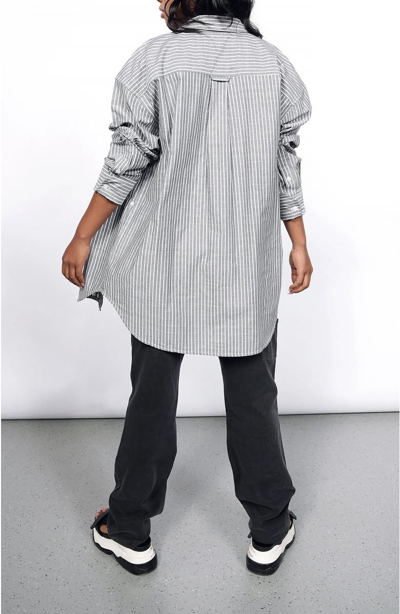 WILDFANG The Essential Long Sleeve Oversized Wrap Button Up, Alternate, color, Stripe Grey