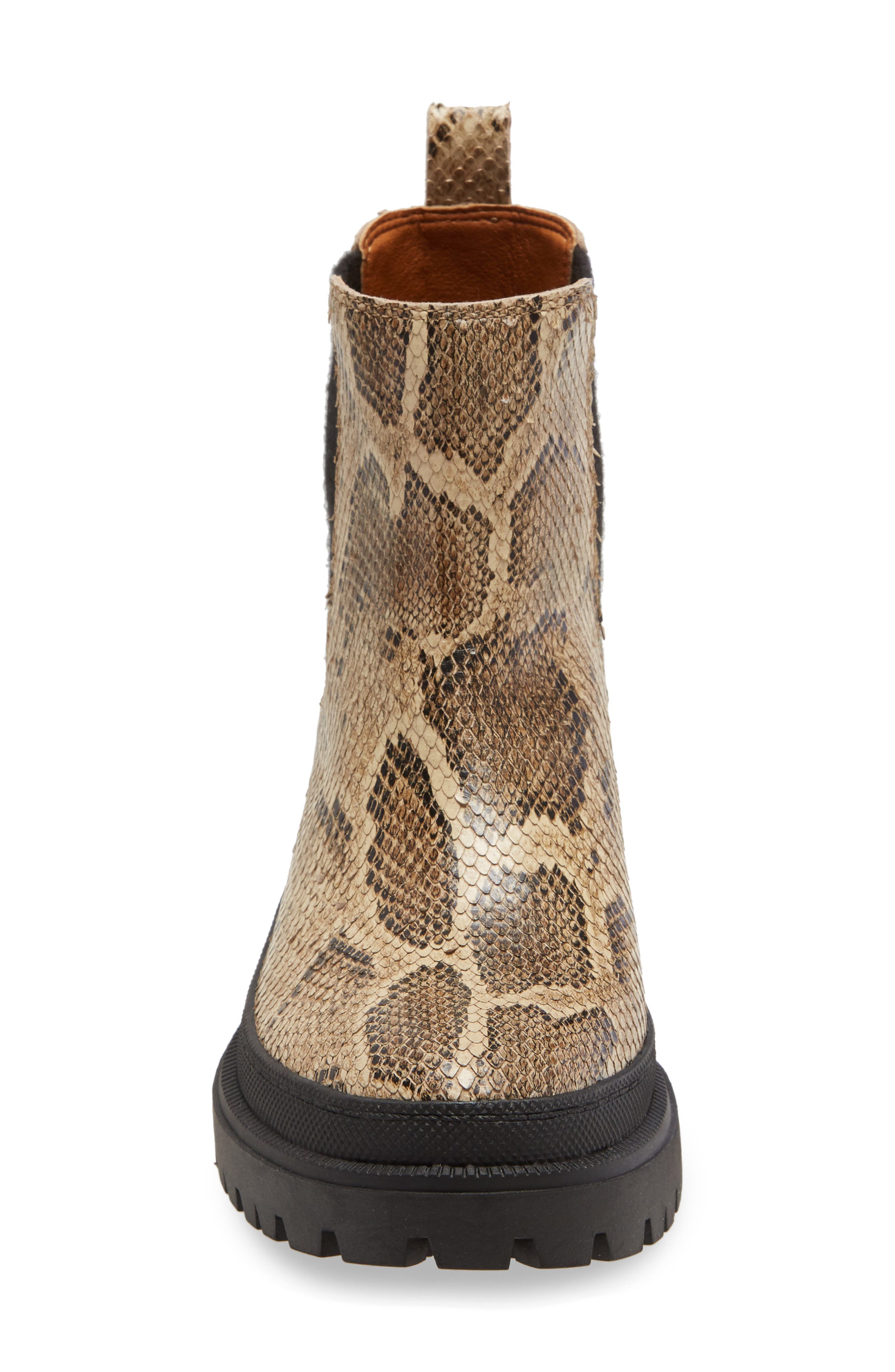 Ellerey Lug Leather Bootie, Alternate, color, NATURAL/ BLACK SNAKE PRINT