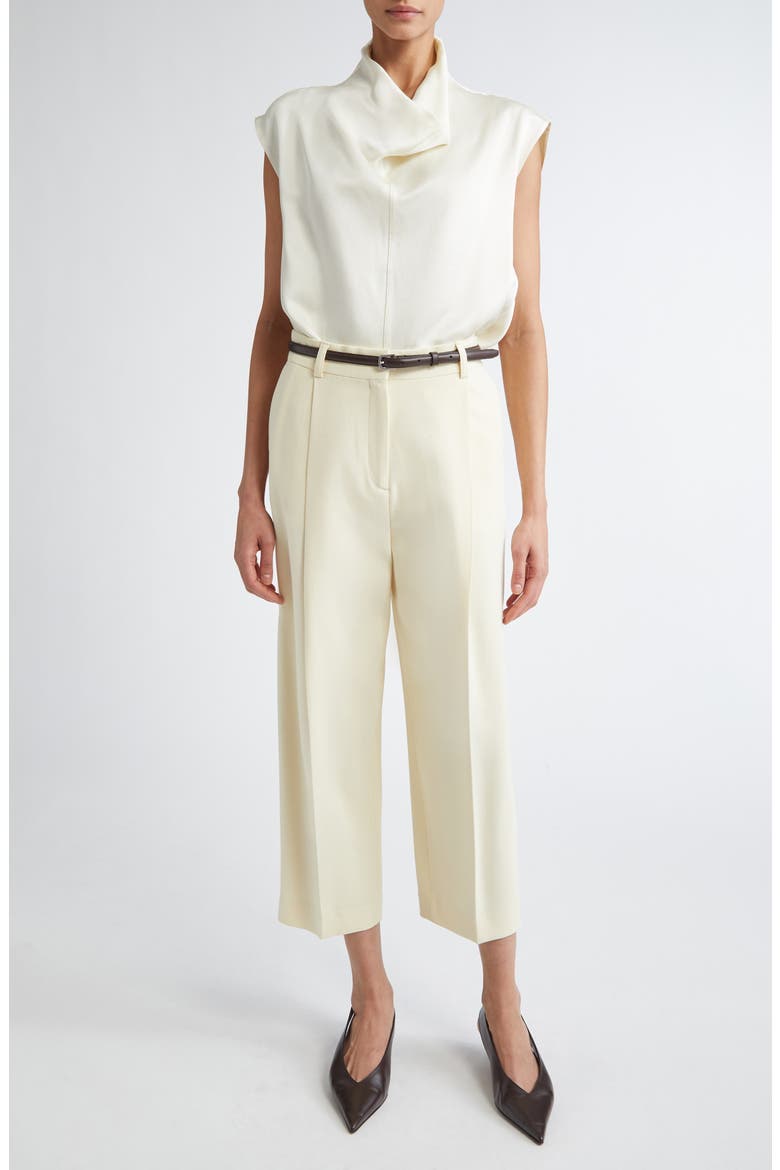 Pleat Front Straight Leg Pants, Alternate, color, BUTTER