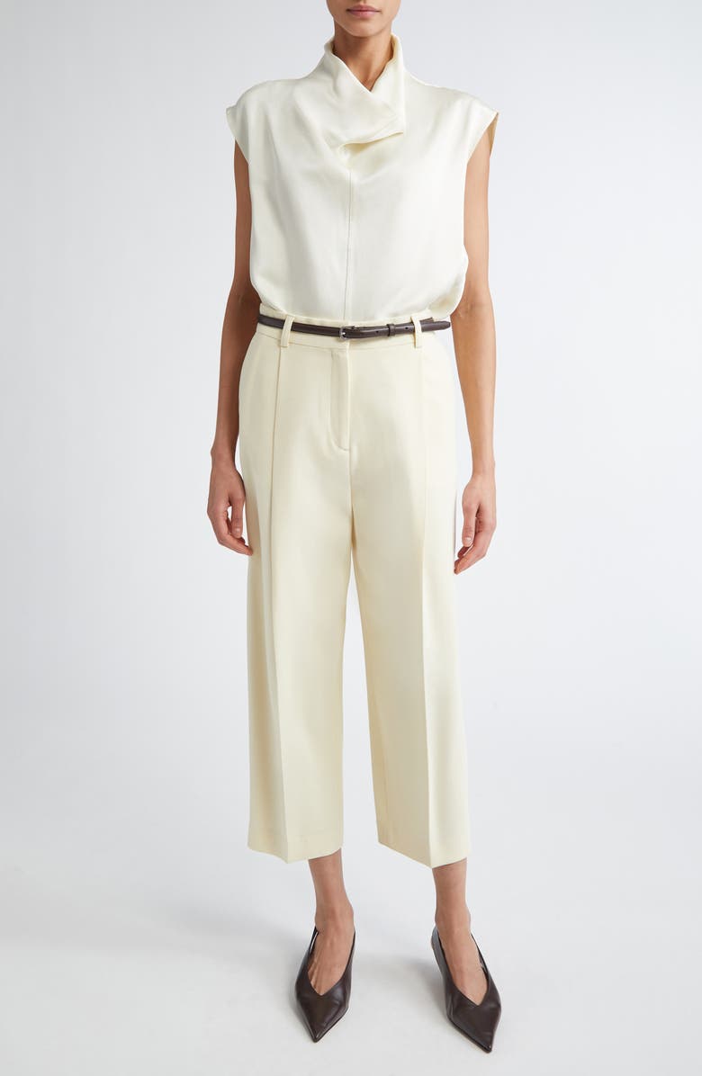 TOTEME Pleat Front Straight Leg Pants, Alternate, color, Butter