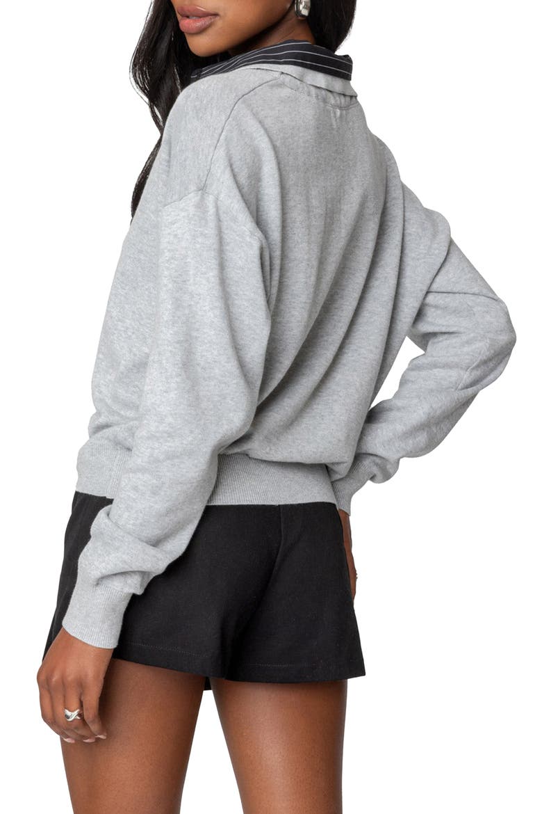 Rue Double Collar Sweater, Alternate, color, GRAY