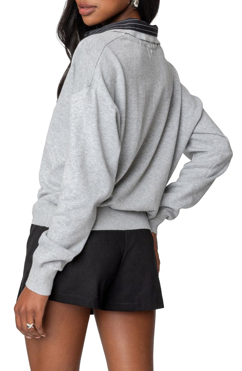 EDIKTED Rue Double Collar Sweater, Alternate, color, Gray