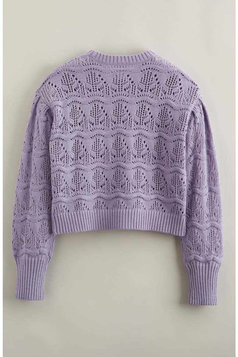 Kids' Pointelle Sweater, Alternate, color, PURPLE HEIRLOOM