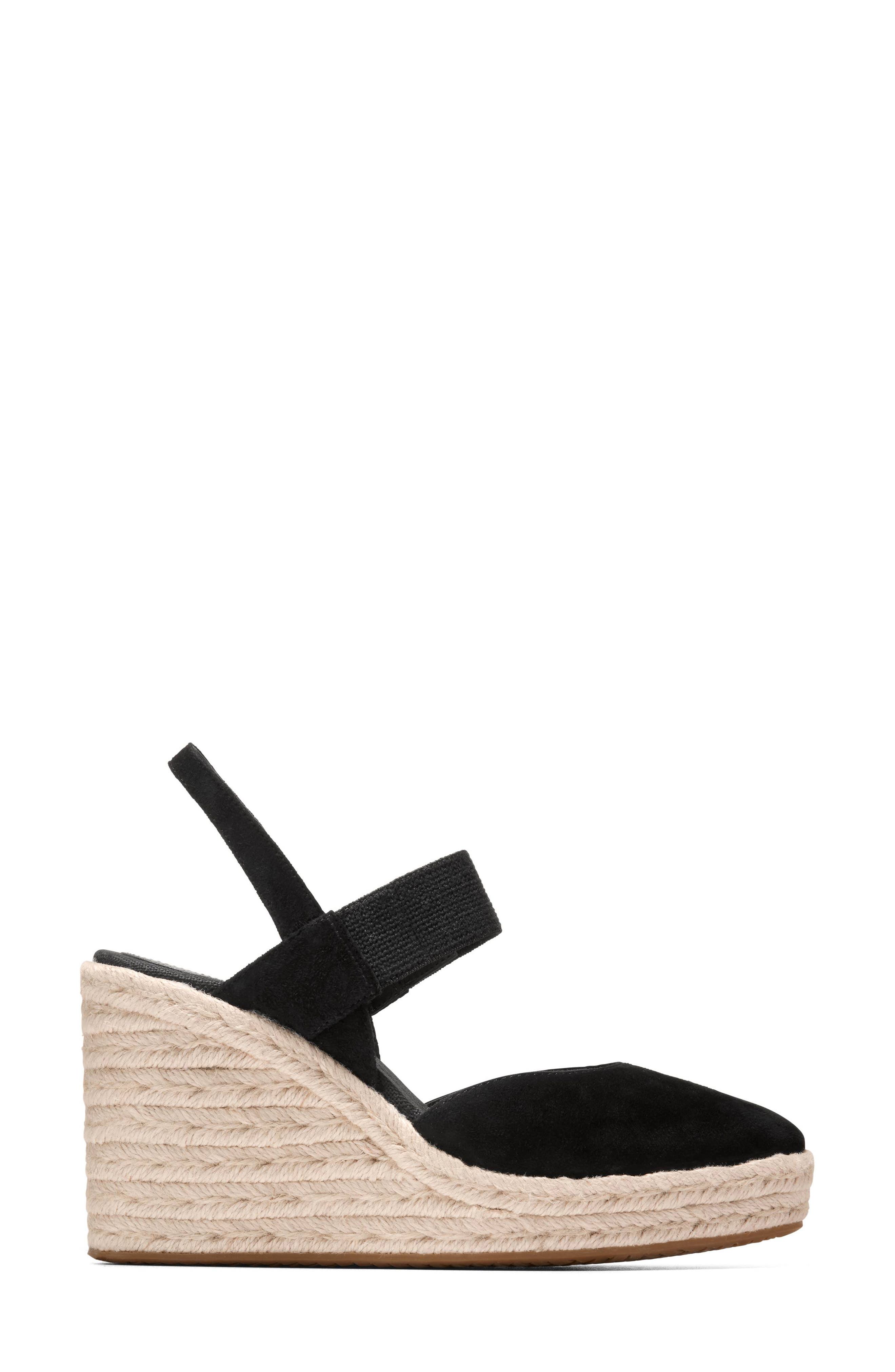 Cole Haan Kenna Espadrille Wedge Sandal, Alternate, color, Black Suede / Black Elastic