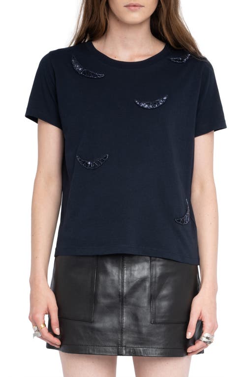 Zadig & Voltaire Beaded Wings Cotton T-shirt In Black