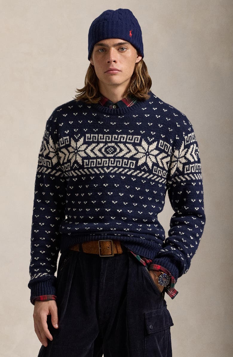 Polo Ralph Lauren Snowflake Cotton & Cashmere Sweater, Alternate, color, 