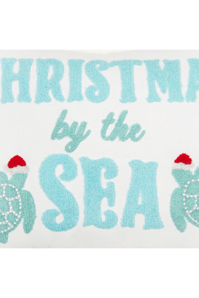 Christmas by the Sea Tufted Turtle Fringed Lumbar Throw Pillow 12" x 16", Alternate, color, Blue