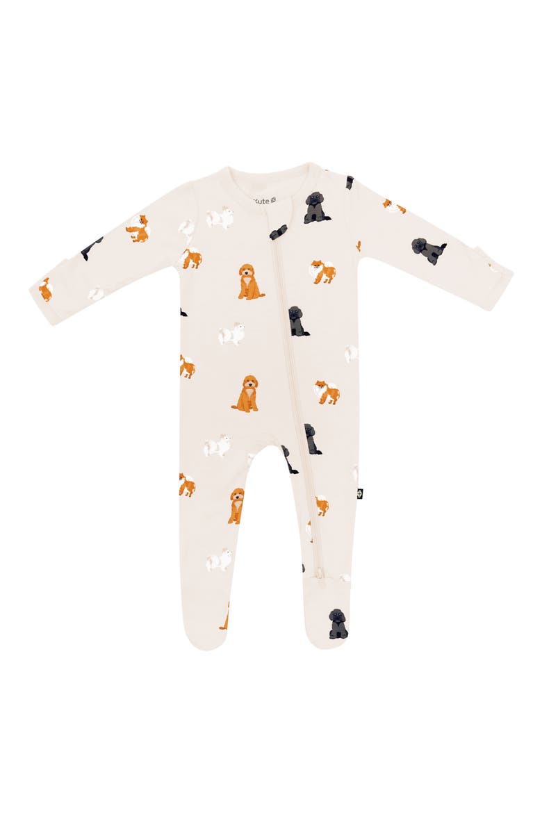 Print Zip-Up Footie, Main, color, FLUFFY DOG