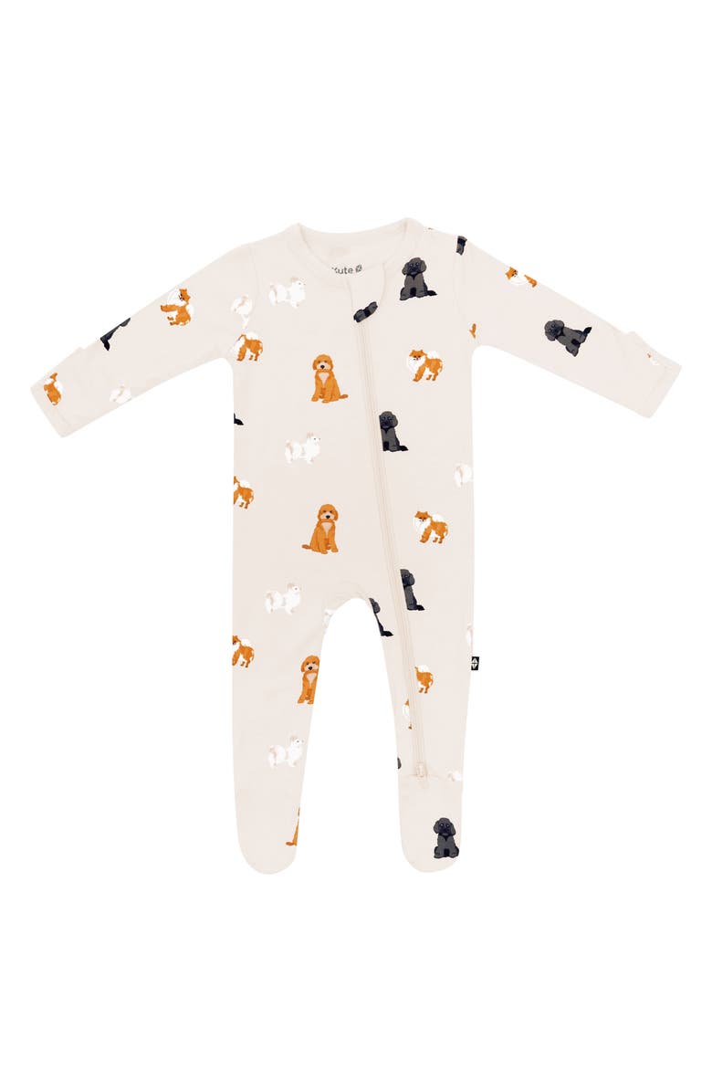 Kyte BABY Print Zip-Up Footie, Main, color, Fluffy Dog