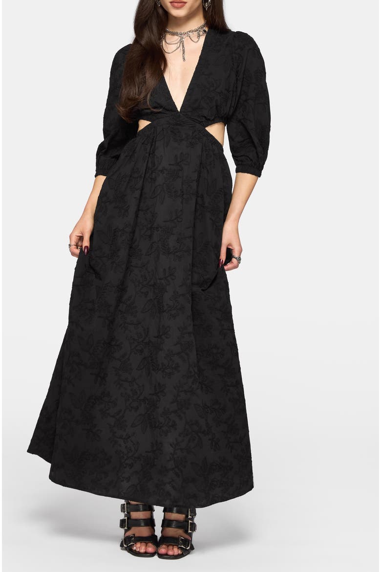 Lila Broderie Cut Out Maxi Dress, Main, color, Black