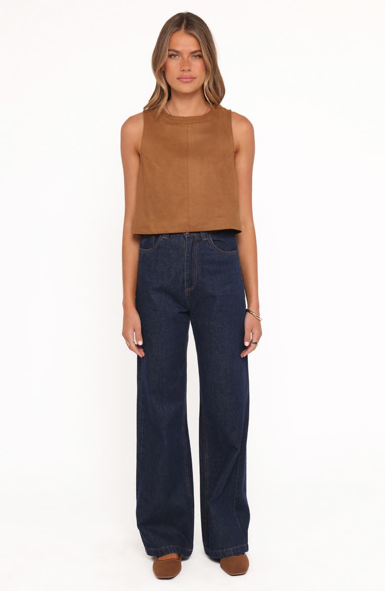 Petal & Pup Charles Sleeveless Faux Suede Top, Alternate, color, Camel