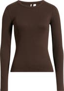 Nordstrom Ribbed Crewneck Long Sleeve T-Shirt