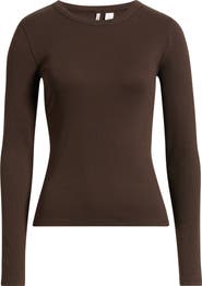 Nordstrom Ribbed Crewneck Long Sleeve T-Shirt