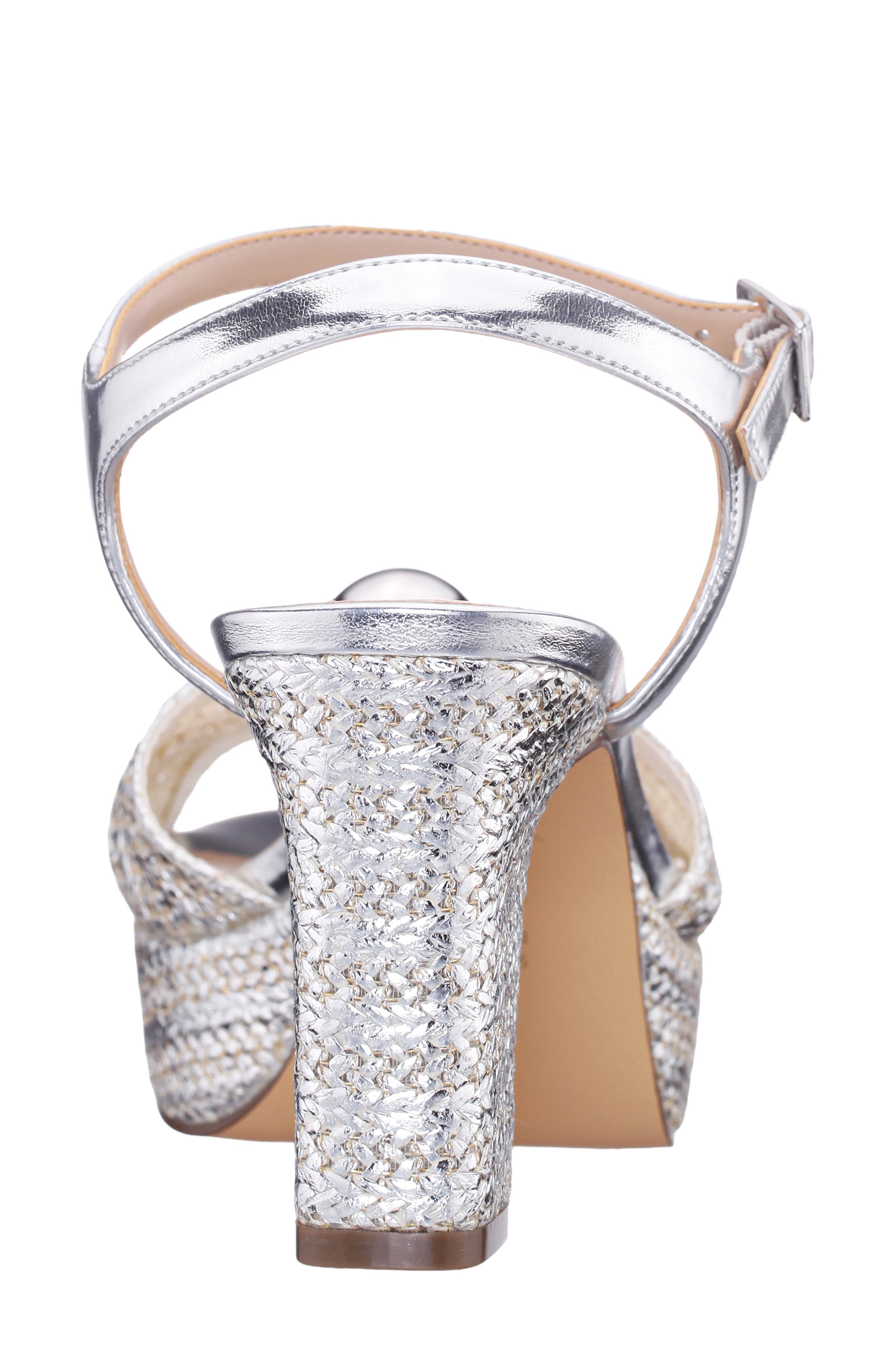 Nina Metallic Block Heel Platform Sandal, Alternate, color, Silver