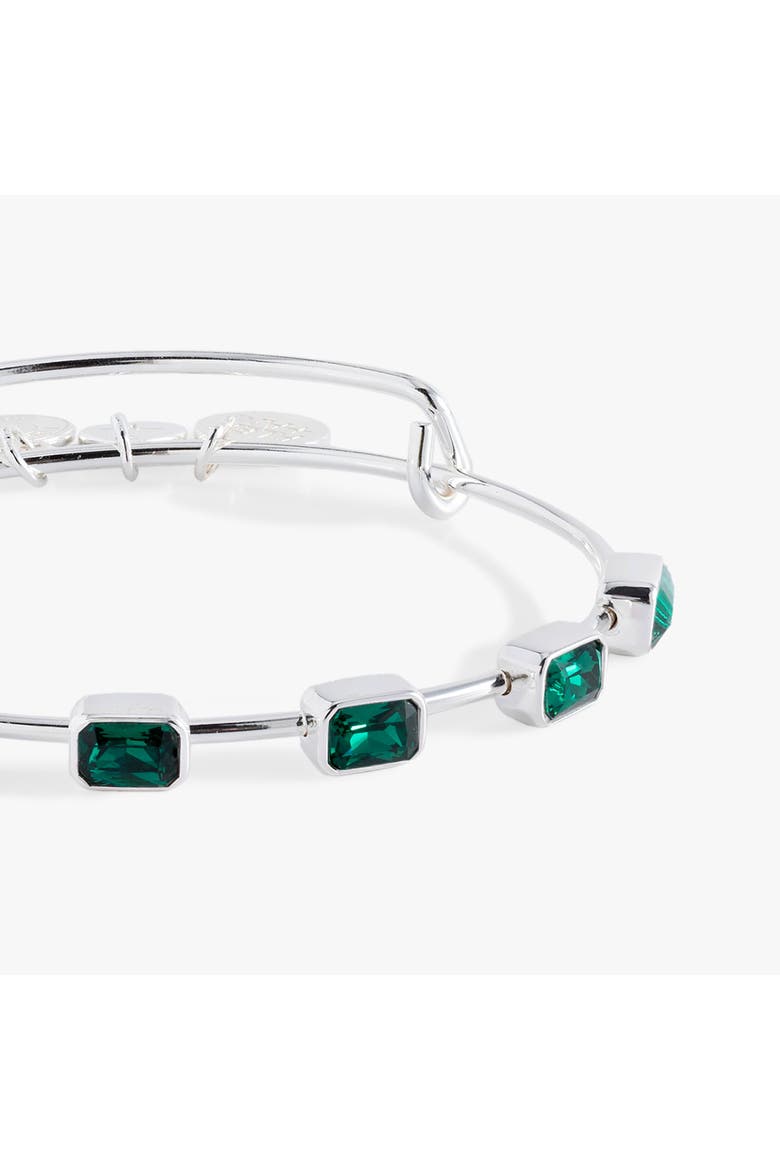 May Birthstone Emerald Cut Bangle, Alternate, color, Silver