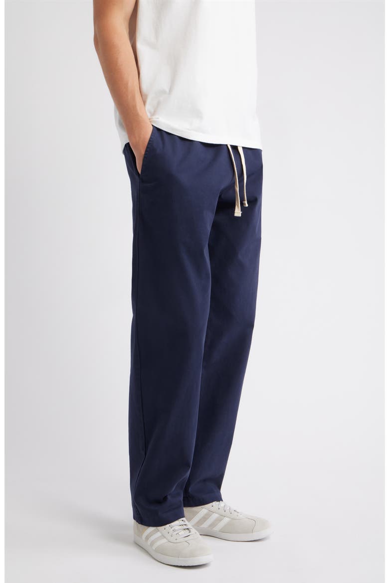 Standard Cotton Stretch Poplin Drawstring Slacker Pants, Alternate, color, NAVY