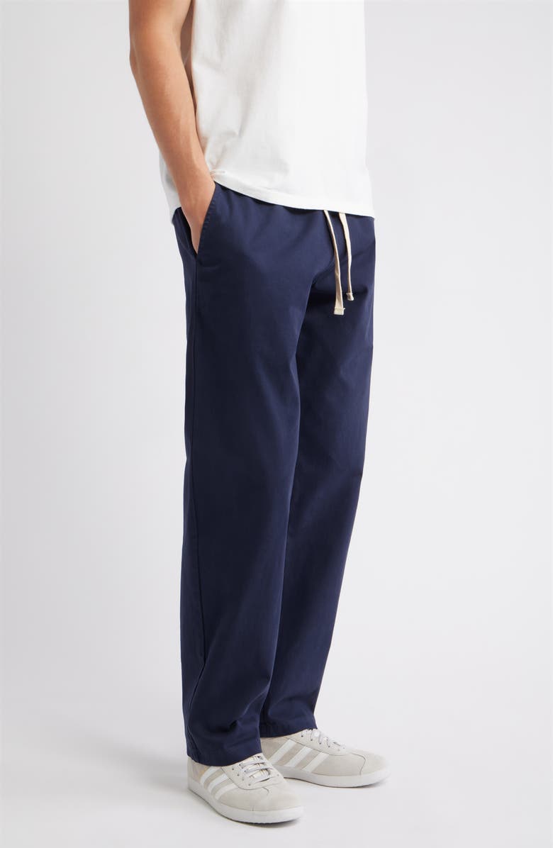 STANDARD ISSUE Standard Cotton Stretch Poplin Drawstring Slacker Pants, Alternate, color, Navy