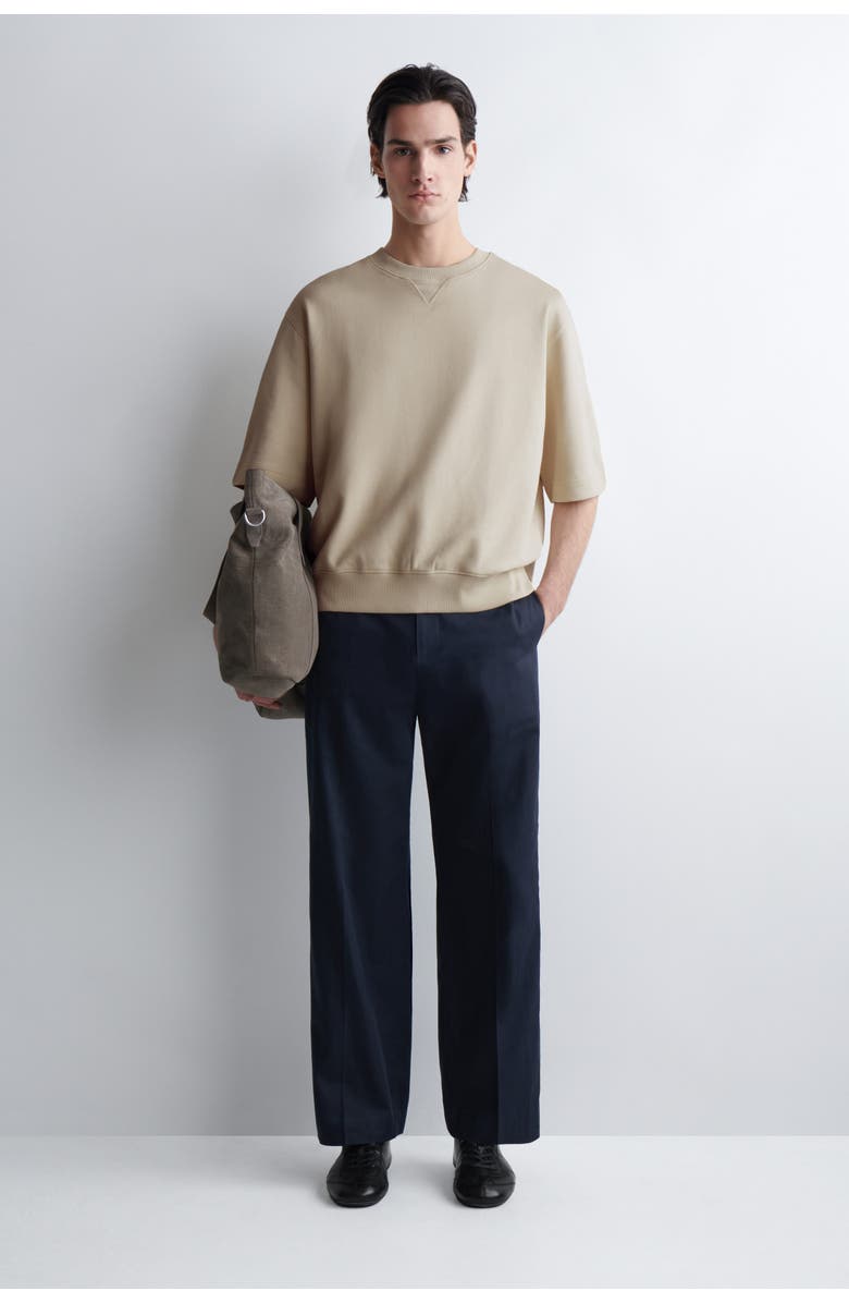 COS Oversized Short-Sleeved Cotton Sweatshirt, Alternate, color, Light Beige