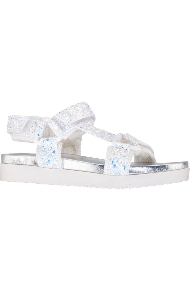 Nina Kids' Anjelita Sandal, Main, color, White Chunky Glitter