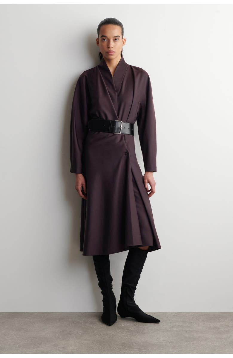 COS Shawl-collar Wool Wrap Dress, Main, color, Purple