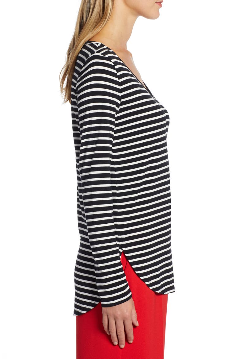 V-Neck Tunic, Alternate, color, BLACK- IVORY C ELAINA STP