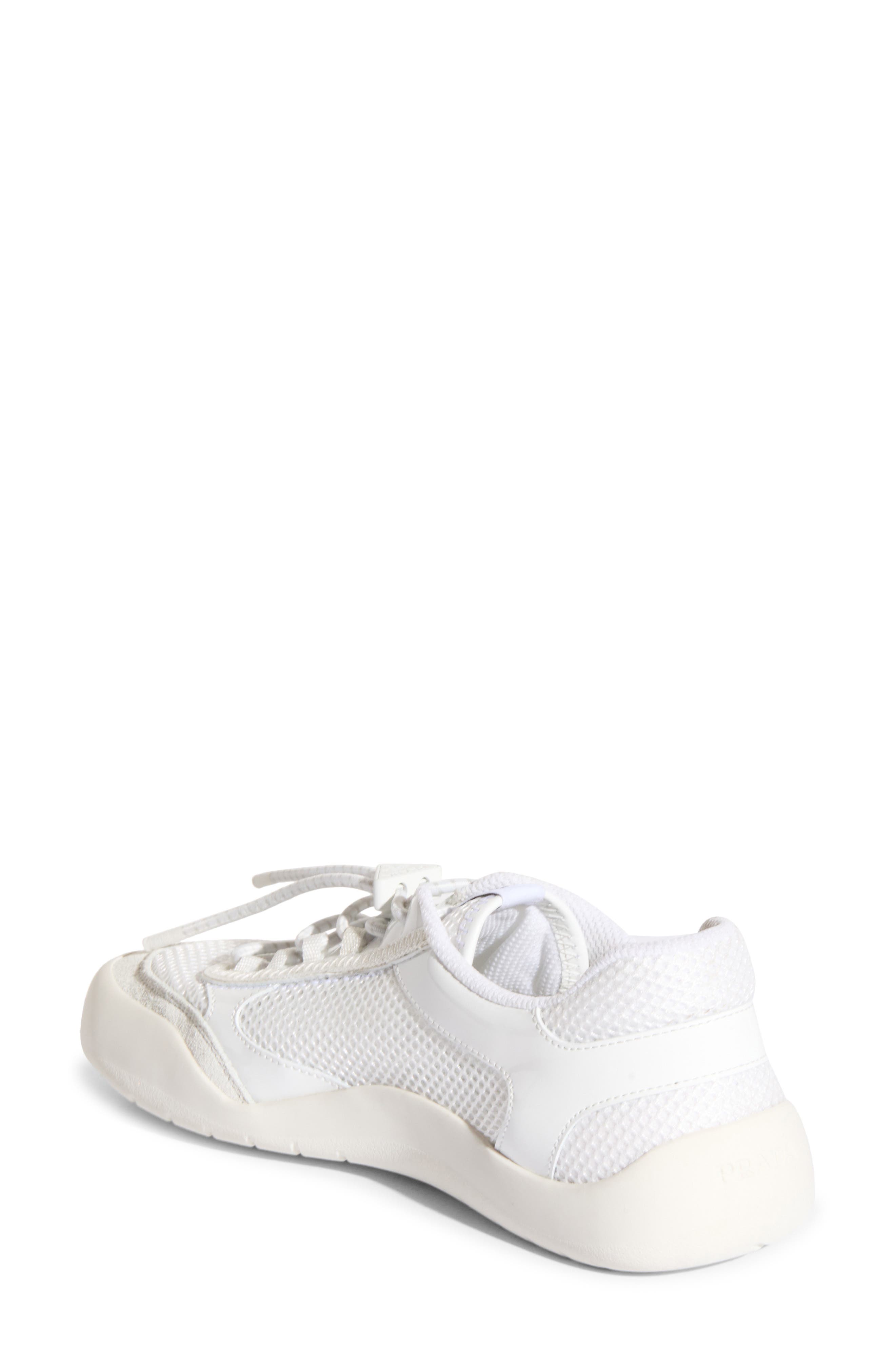 Prada Speedrock Mixed Media Sneaker, Alternate, color, Bianco