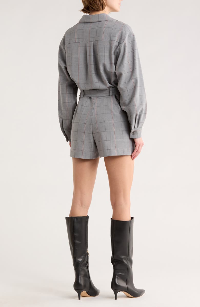 maje Icarreau Windowpane Wool Blend Romper, Alternate, color, Gris