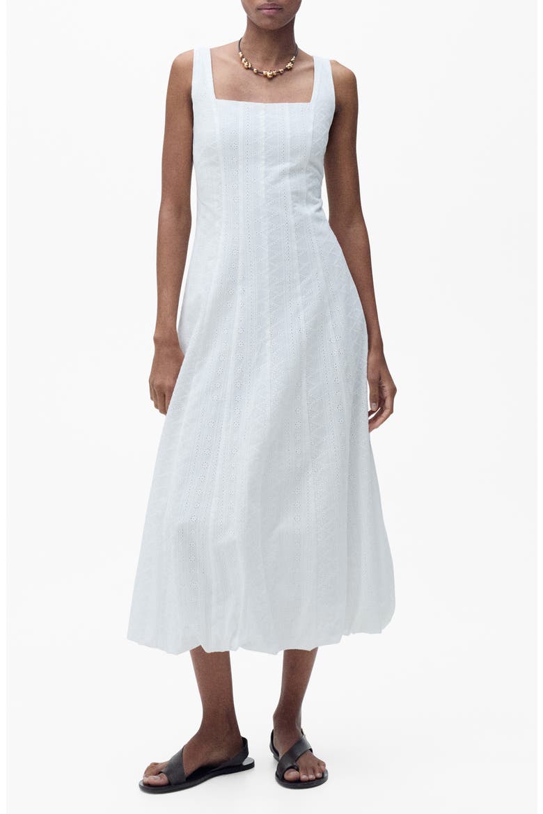 sleeveless bubble hem midi dress Embroidered Bubble Hem Sleeveless Midi Dress (Women)