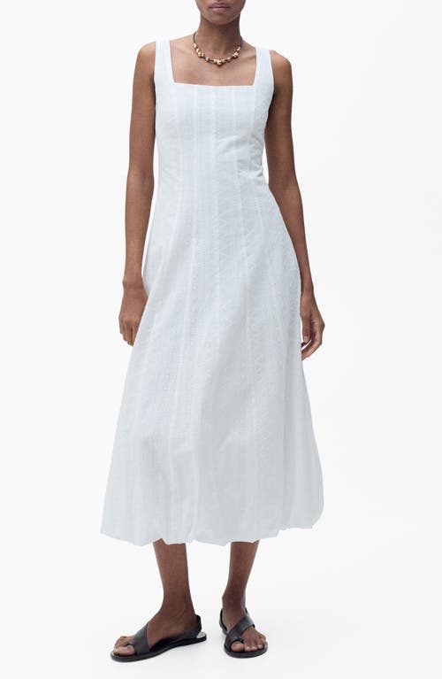 Mango Embroidered Bubble Hem Sleeveless Midi Dress