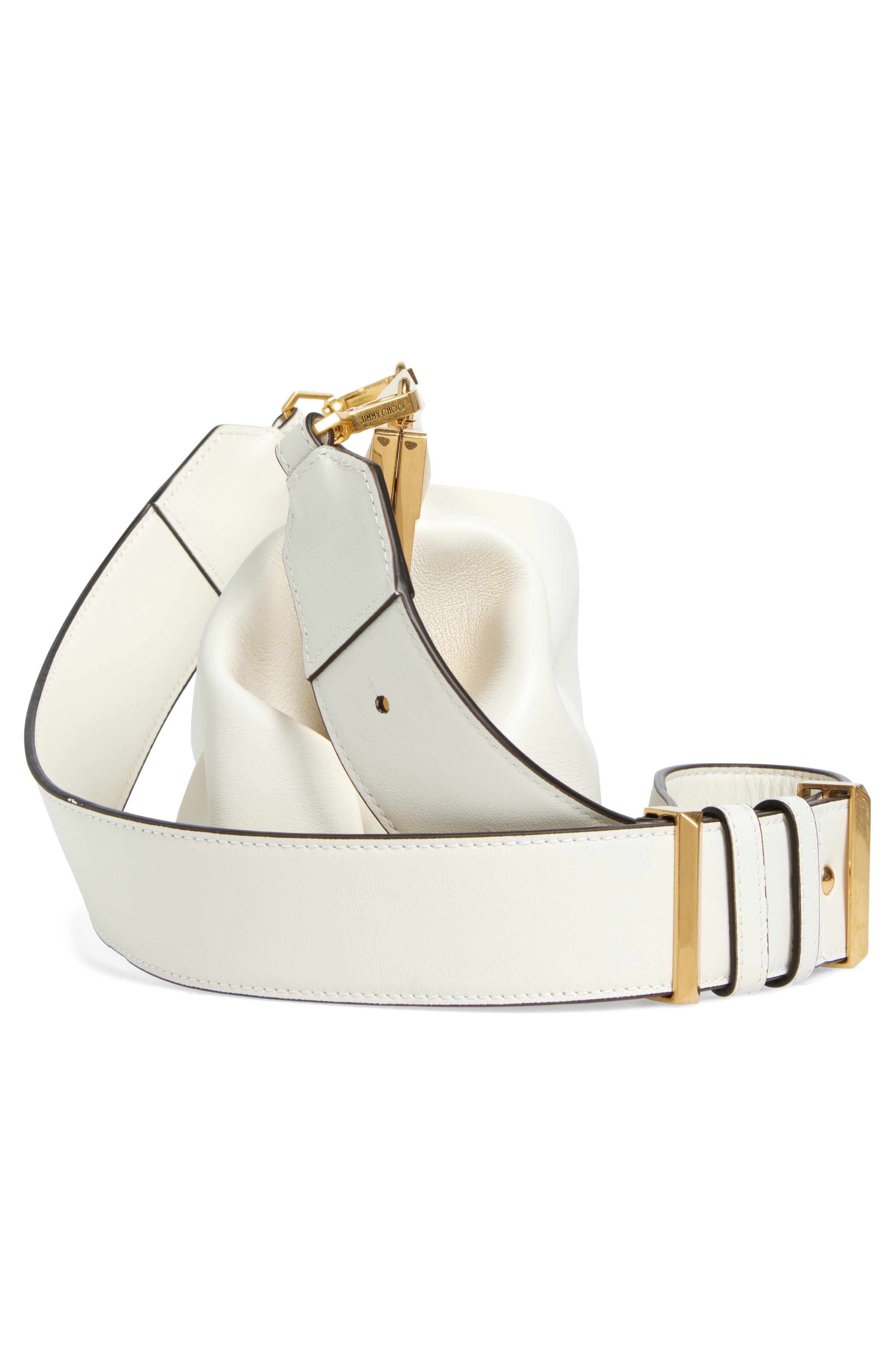 Jimmy Choo Diamond Leather Frame Clutch, Alternate, color, Latte