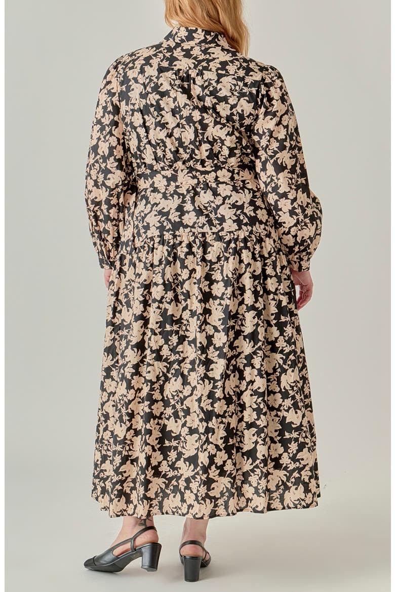 Floral Print Cotton Midi Dress, Alternate, color, NAVY/ GREEN