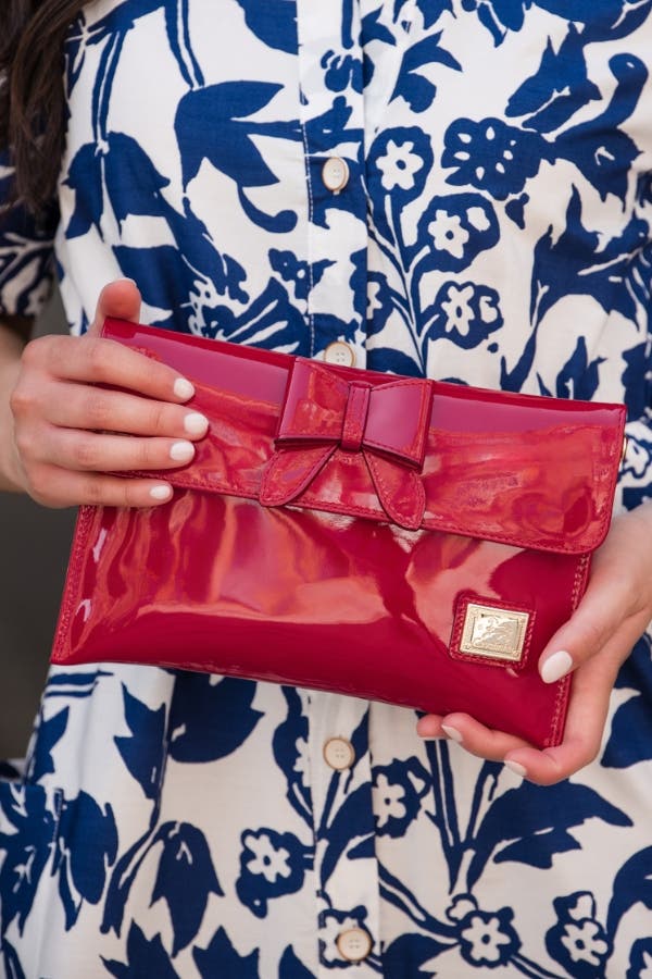 All In Patent Leather Clutch Bag 68, Alternate, color, Red