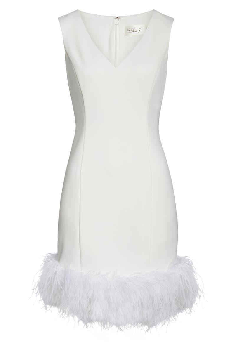 Feather Cocktail Dress, Alternate, color, IVORY