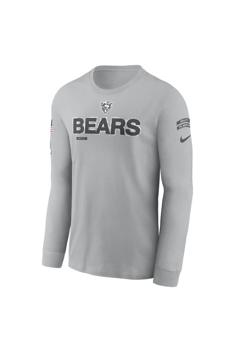 Men's Nike Gray Chicago Bears 2024 Salute To Service Long Sleeve T-Shirt, Alternate, color, Gray