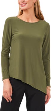 Chaus Button Sleeve Asymmetrical Top