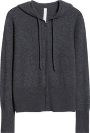 Zella Wool & Cashmere Zip Front Hoodie