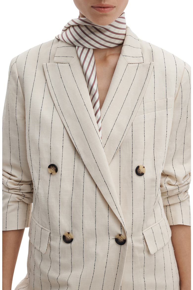 Gail Stripe Silk Scarf, Alternate, color, IVORY BURGUNDY