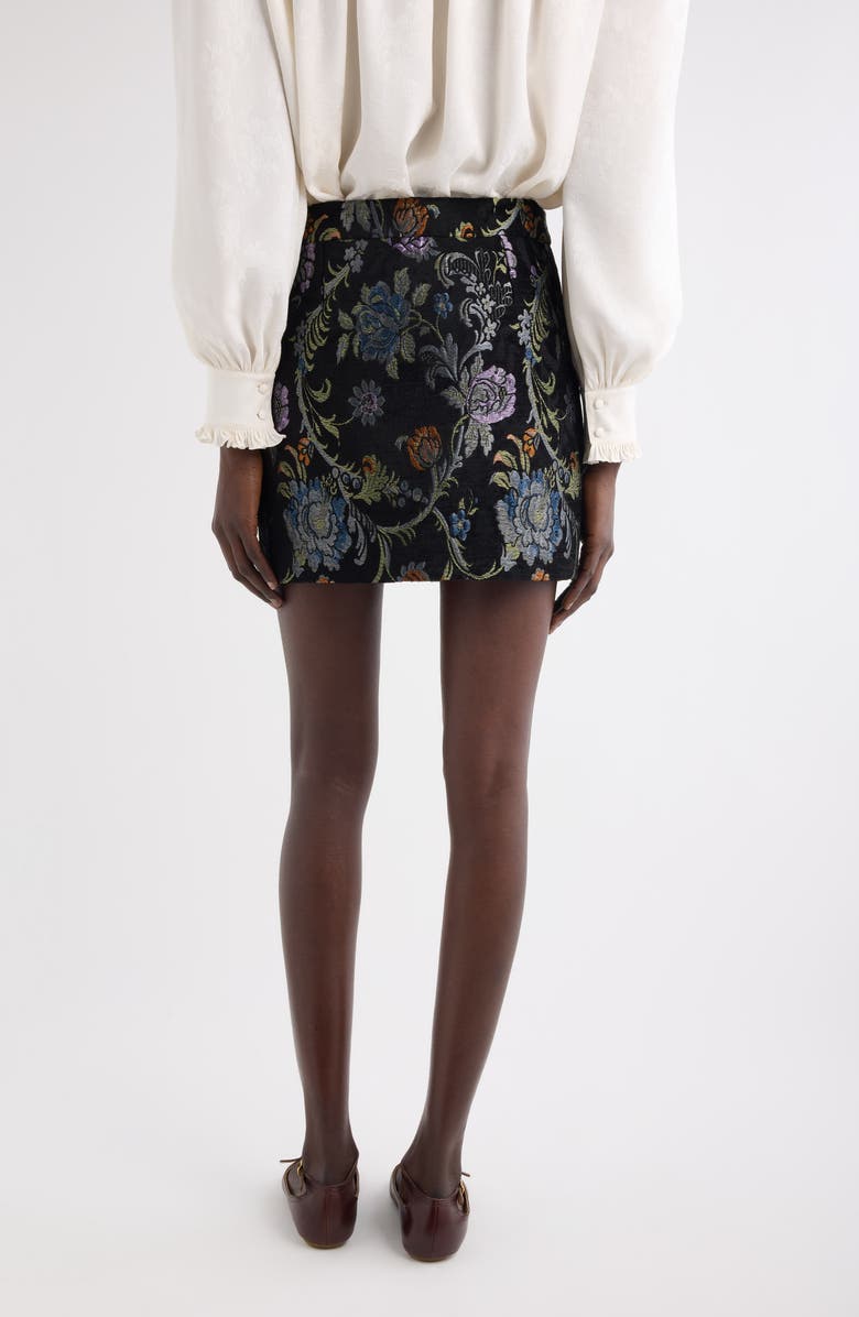 Chloé Floral Tapestry Jaquard Miniskirt, Alternate, color, Multicolor Black