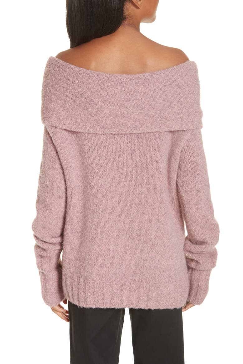 Off-the-Shoulder Alpaca Blend Sweater, Alternate, color, SOFT PINK