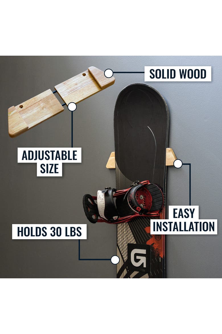Taos Snowboard Storage - Minimalist Wood Display Rack, Alternate, color, Light Wood