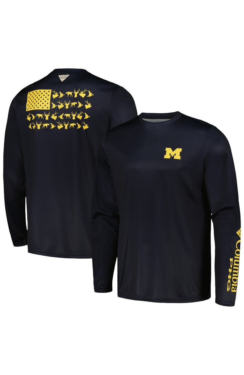Columbia Men's Columbia Navy Michigan Wolverines Terminal Shot Omni-Shade Long Sleeve T-Shirt, Main, color, Navy
