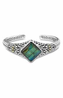 SAMUEL B. 18K Yellow Gold & Sterling Silver Labradorite Bangle