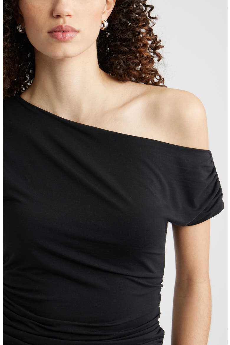 Asymmetric One-Shoulder Top, Alternate, color, BLACK